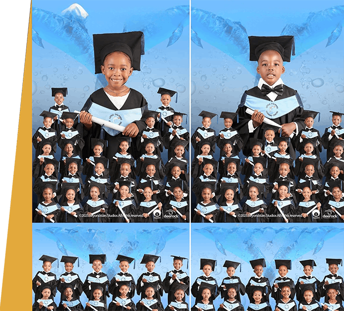Graduates celebrating in their caps and gowns